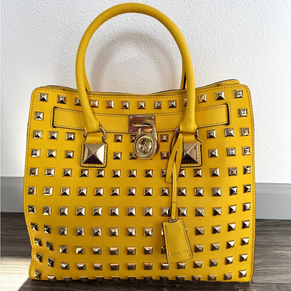 Michael Kors yellow studded handbag Hamilton